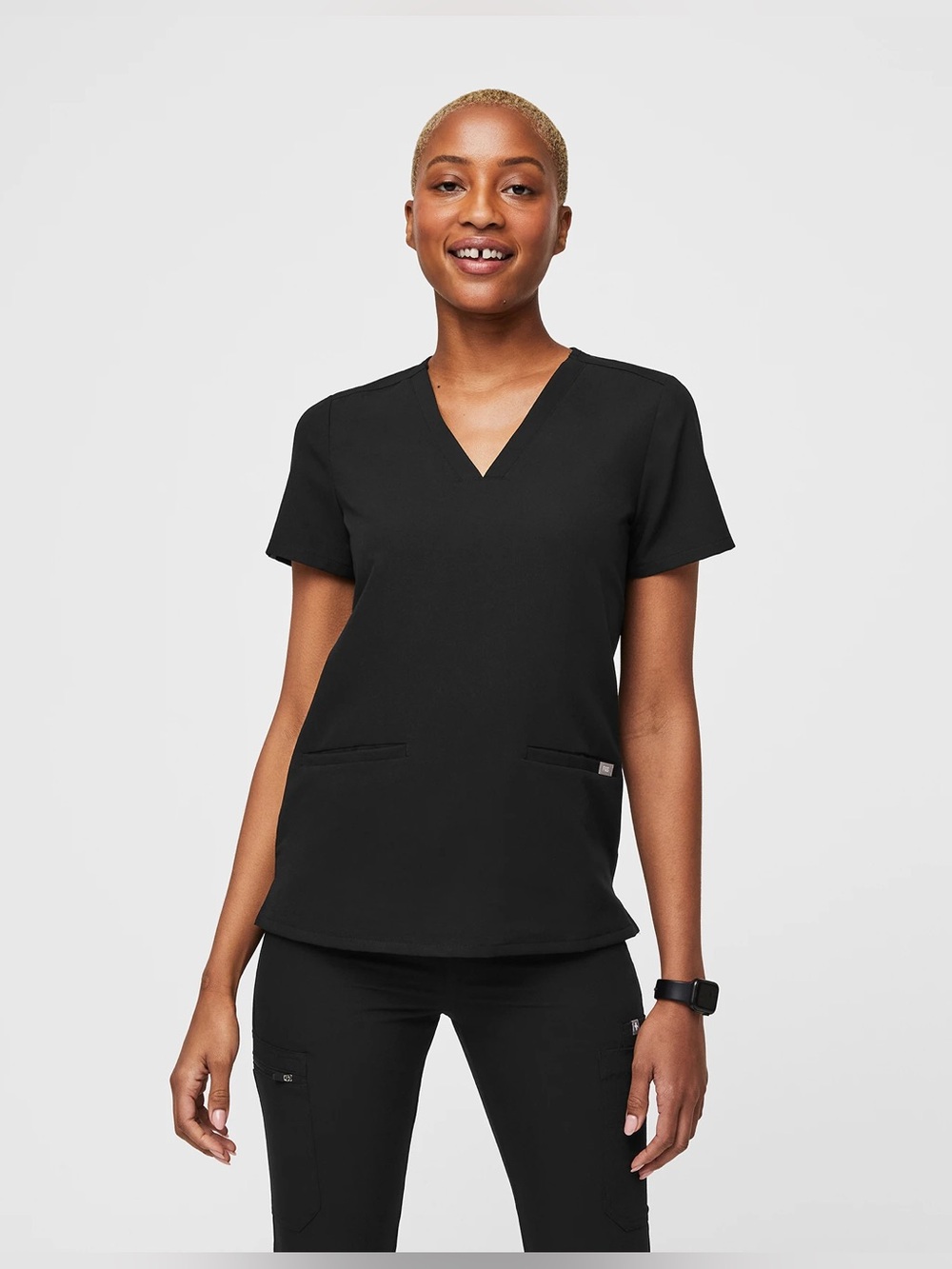 NEW FIGS Casma Three-Pocket Scrub Top, Black XL